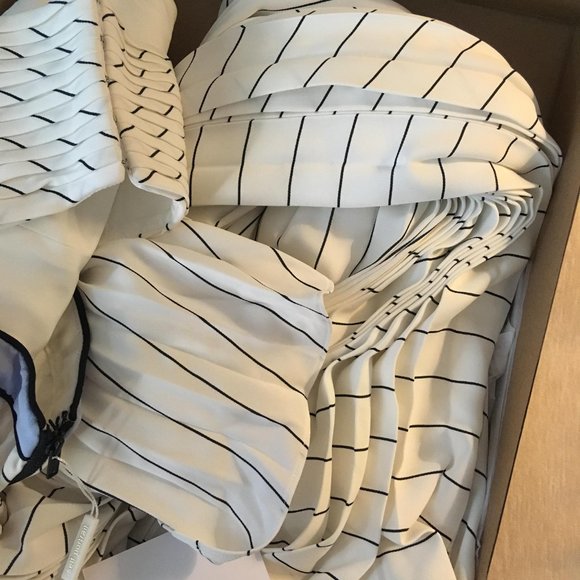 NWT In Box Self Portrait Pleated Stripe Flounce Maxi Strap Dress Blue Midband - Picture 7 of 11